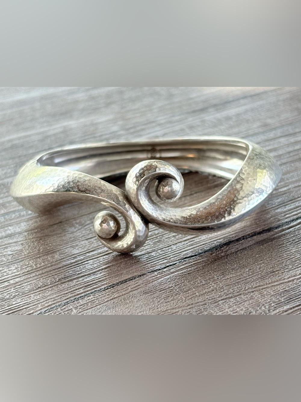 Brighton Hammered Silver-Tone Swirl Bracelet